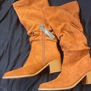 Stylish Brown Suede Heeled Boots